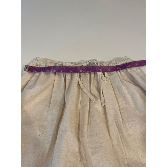Elastic Waist Beige Linen Pants With Drawstring & Pockets 100% Linen L - Picture 2 of 8